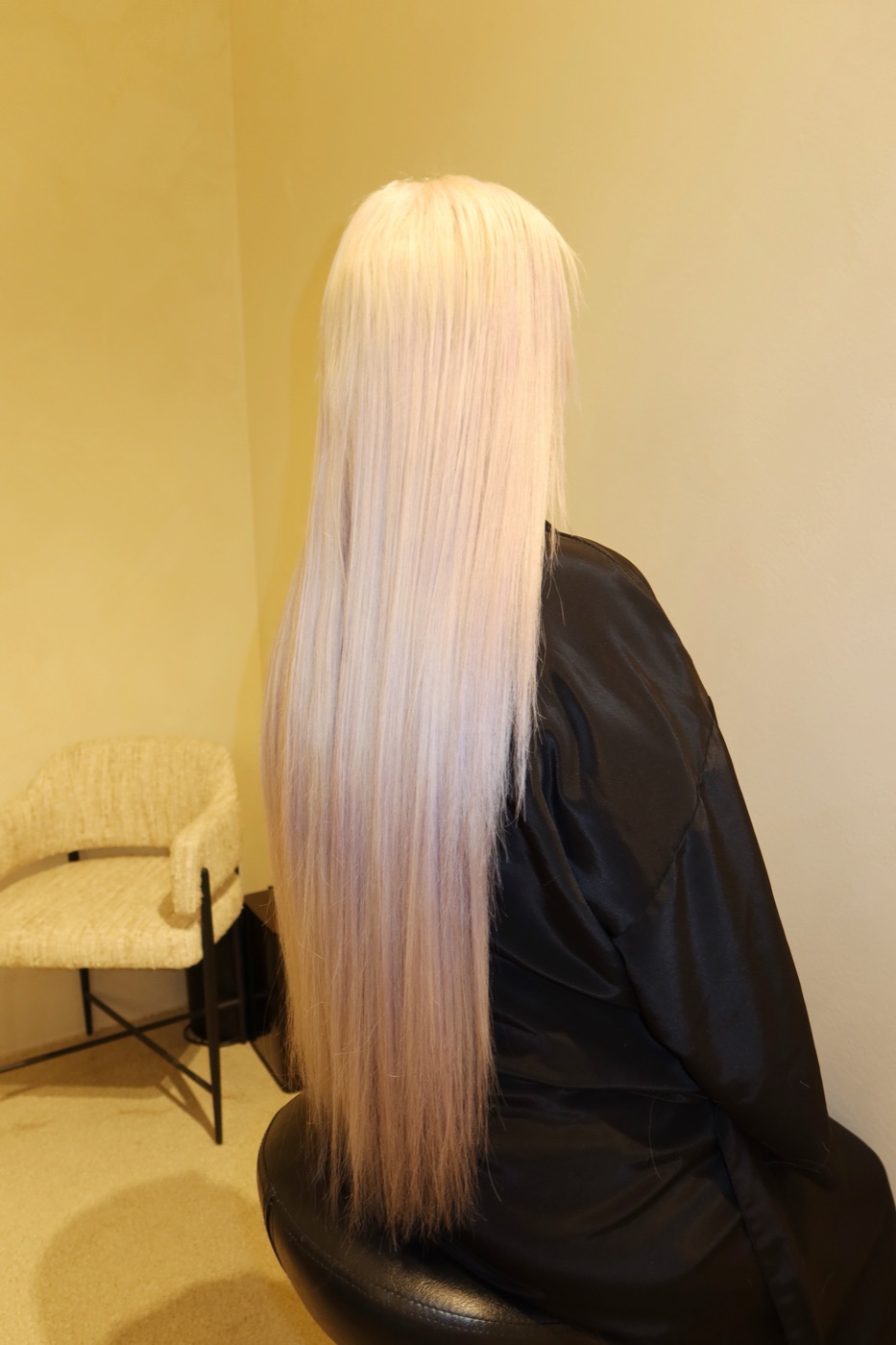 After &mdash; long, sleek blonde extensions by Studio Beige