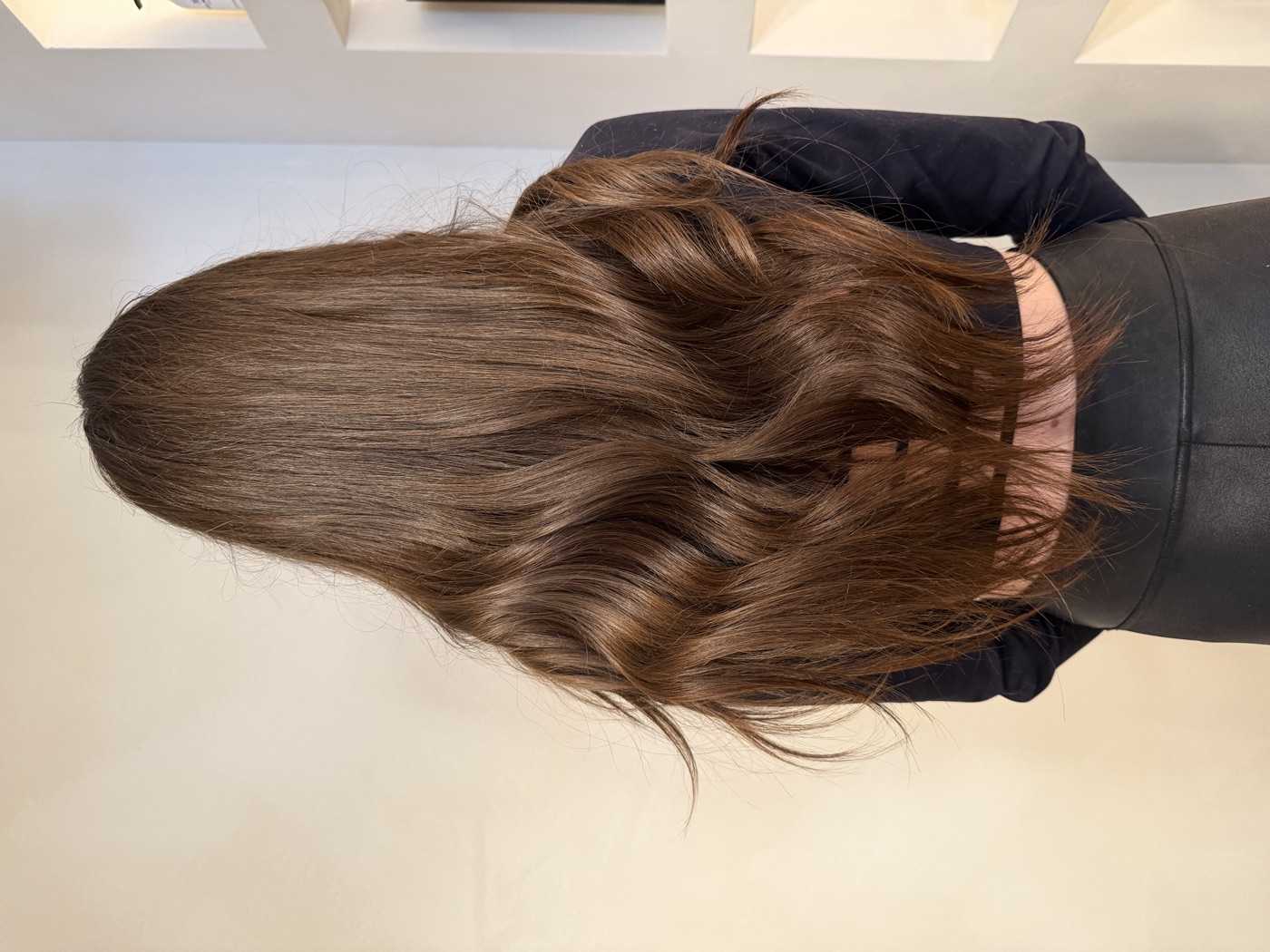After &mdash; long, glossy brunette extensions by Studio Beige