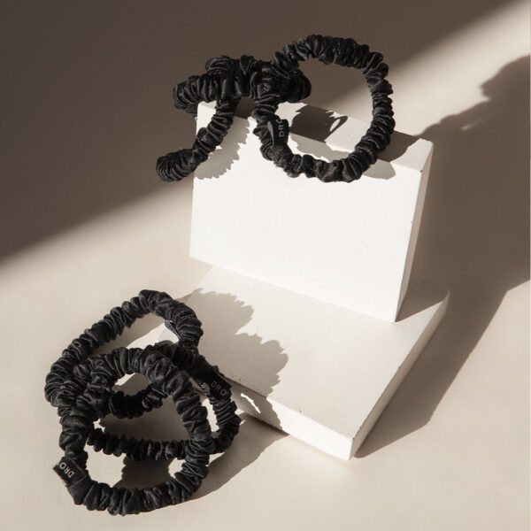 DROWSY Skinny Scrunchie Set - Black Jade x 3