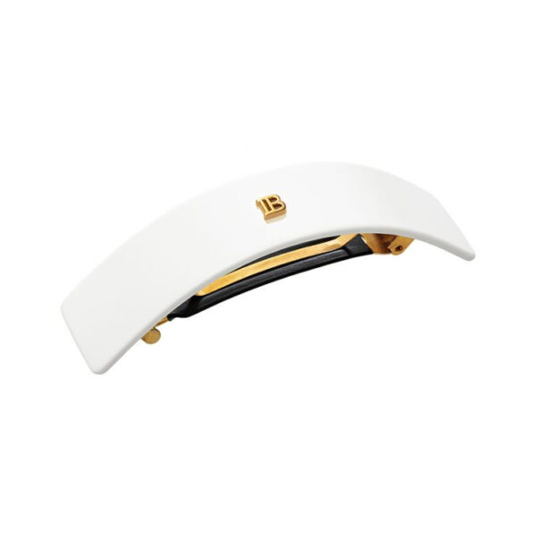 Balmain Barrette pour Cheveux Large in white cellulose acetate with golden detailing