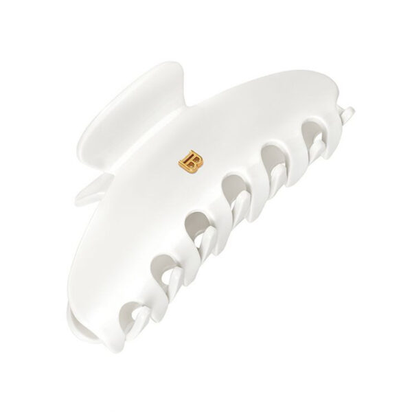Balmain Hair Couture Pince à Cheveux Large claw clip in white cellulose acetate with golden detailing