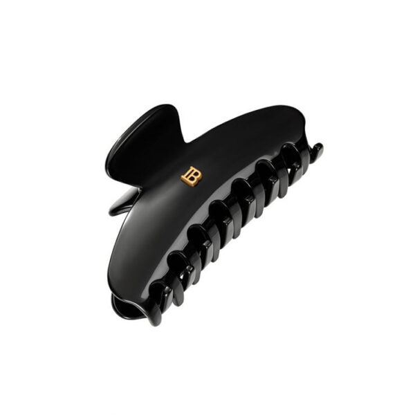 Balmain Hair Couture Pince à Cheveux medium claw clip in black cellulose acetate with golden detail