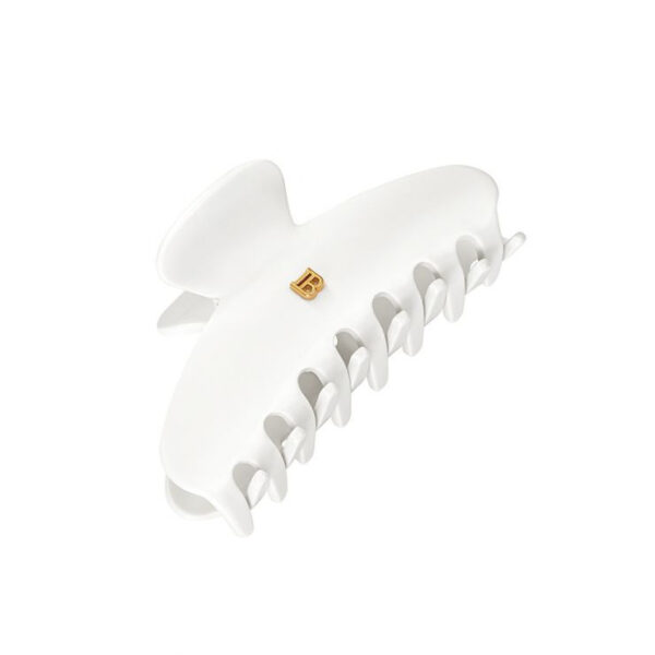 Balmain Pince à Cheveux Medium White claw clip in glossy cellulose acetate