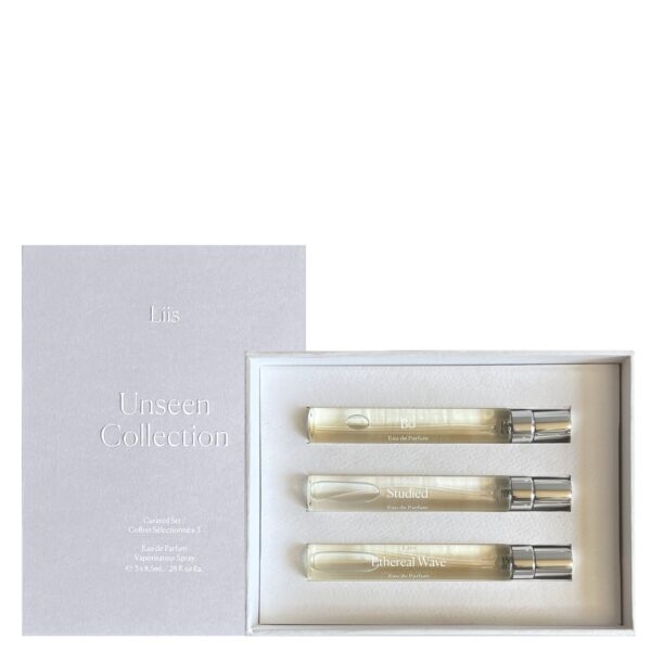 LIIS Unseen Collection Set box with three 8.5ml eau de parfum sprays